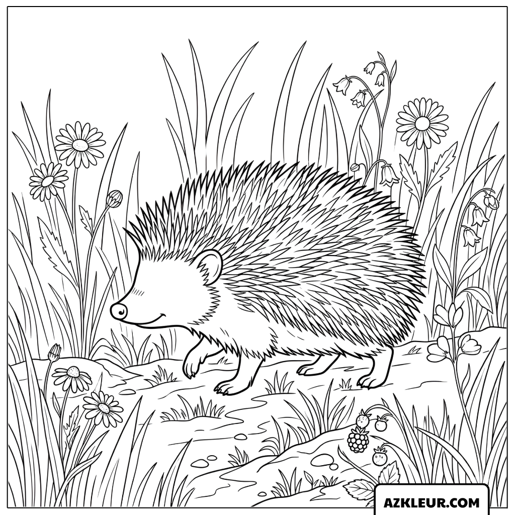 Egel tussen de Madeliefjes Kleurplaat
