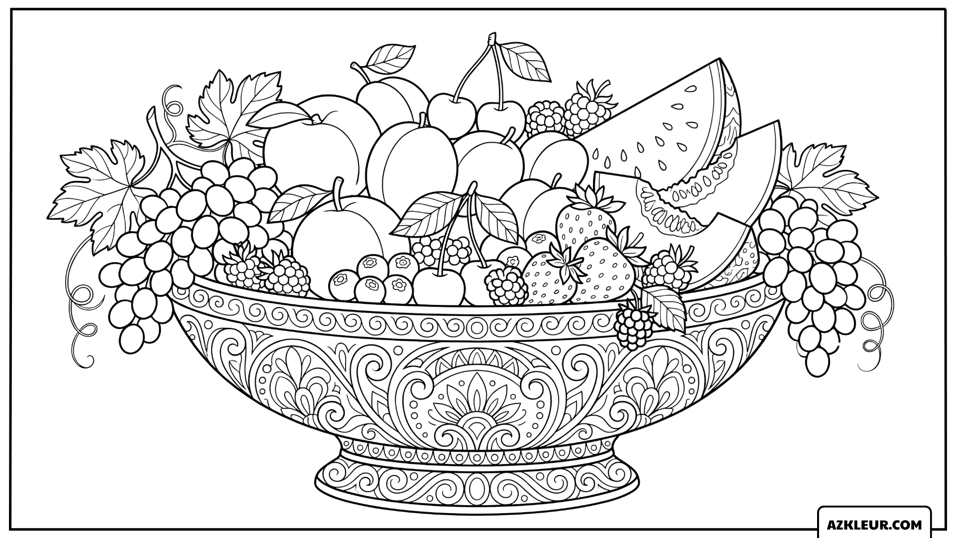 Elegante Fruitschaal Stilleven Kleurplaat