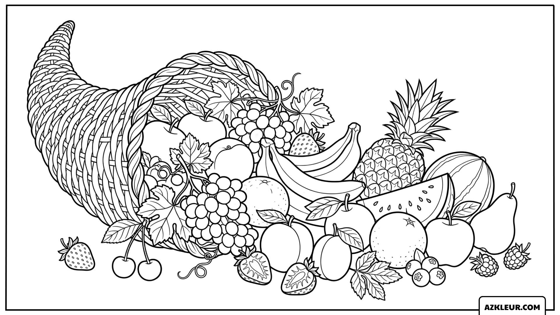 Hoorn des Overvloeds met Fruit Kleurplaat