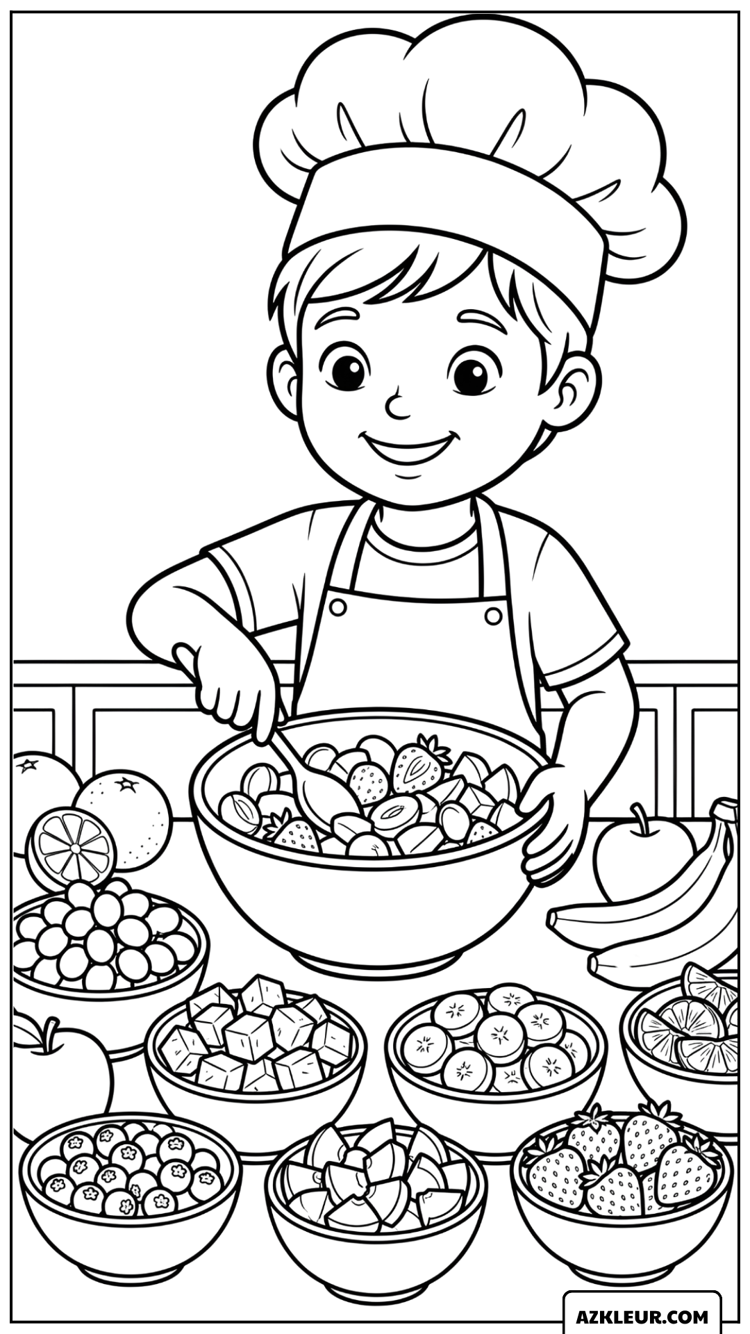 Kleine Chef Maakt Fruitsalade Kleurplaat