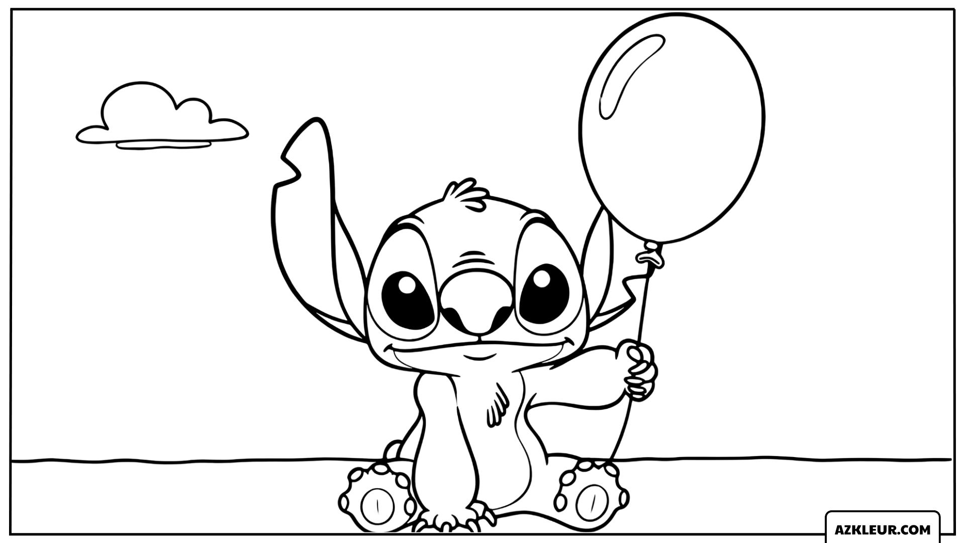 Kleurplaat van Stitch met een ballon