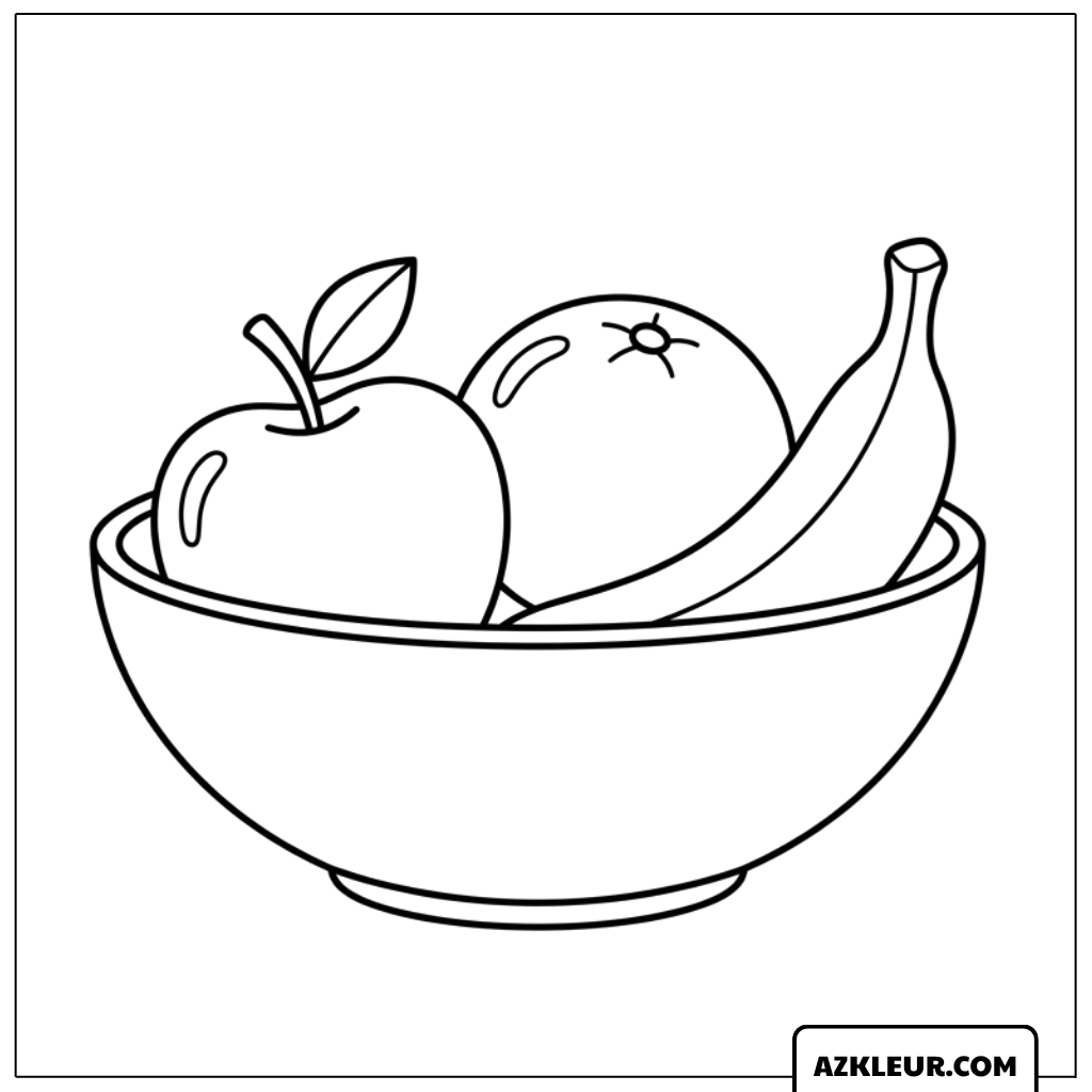 Kom met zomerfruit Kleurplaat