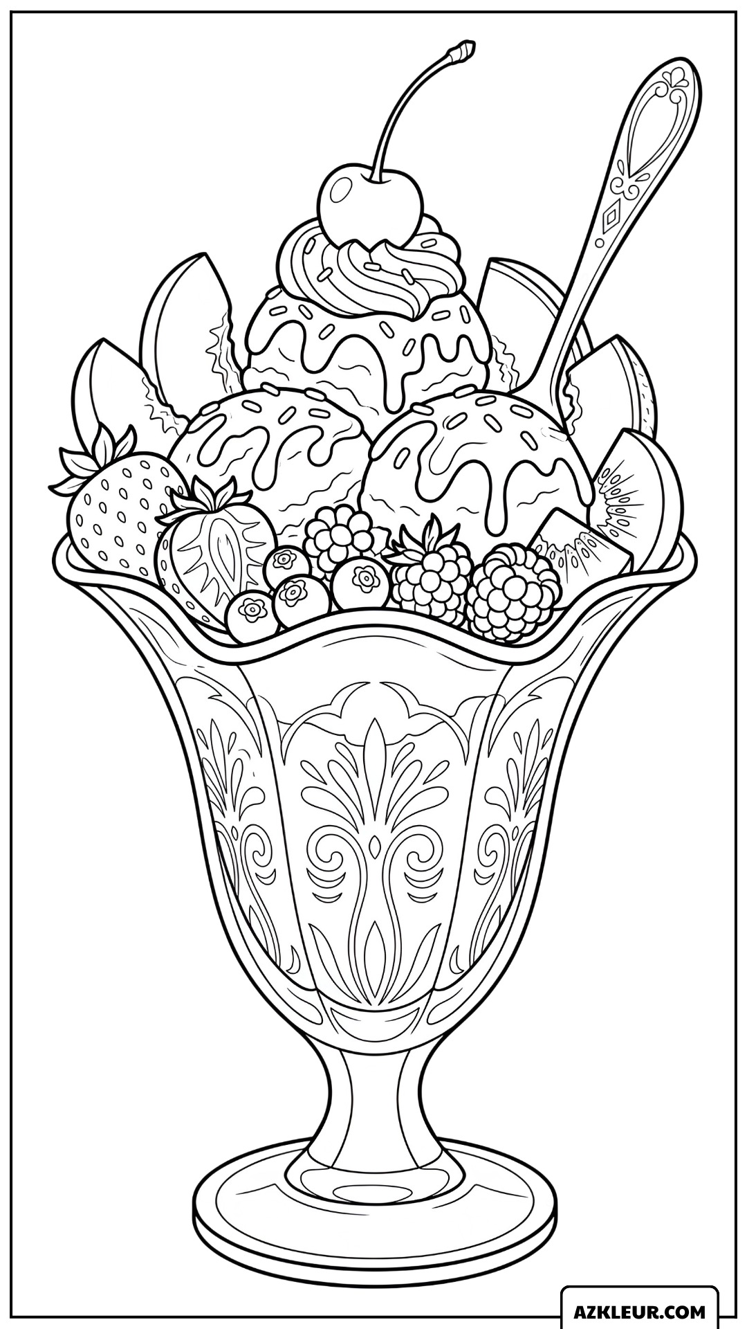 Luxe Fruitijscoupe Dessert Kleurplaat