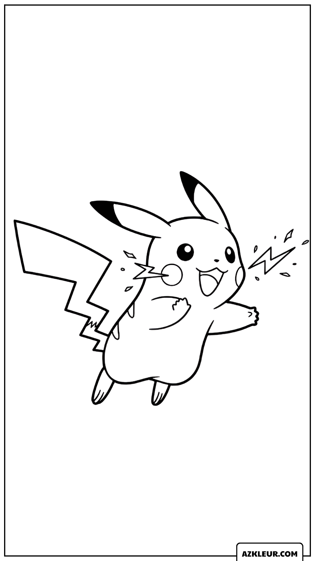 Pikachu Gebruikt Donderschok Kleurplaat