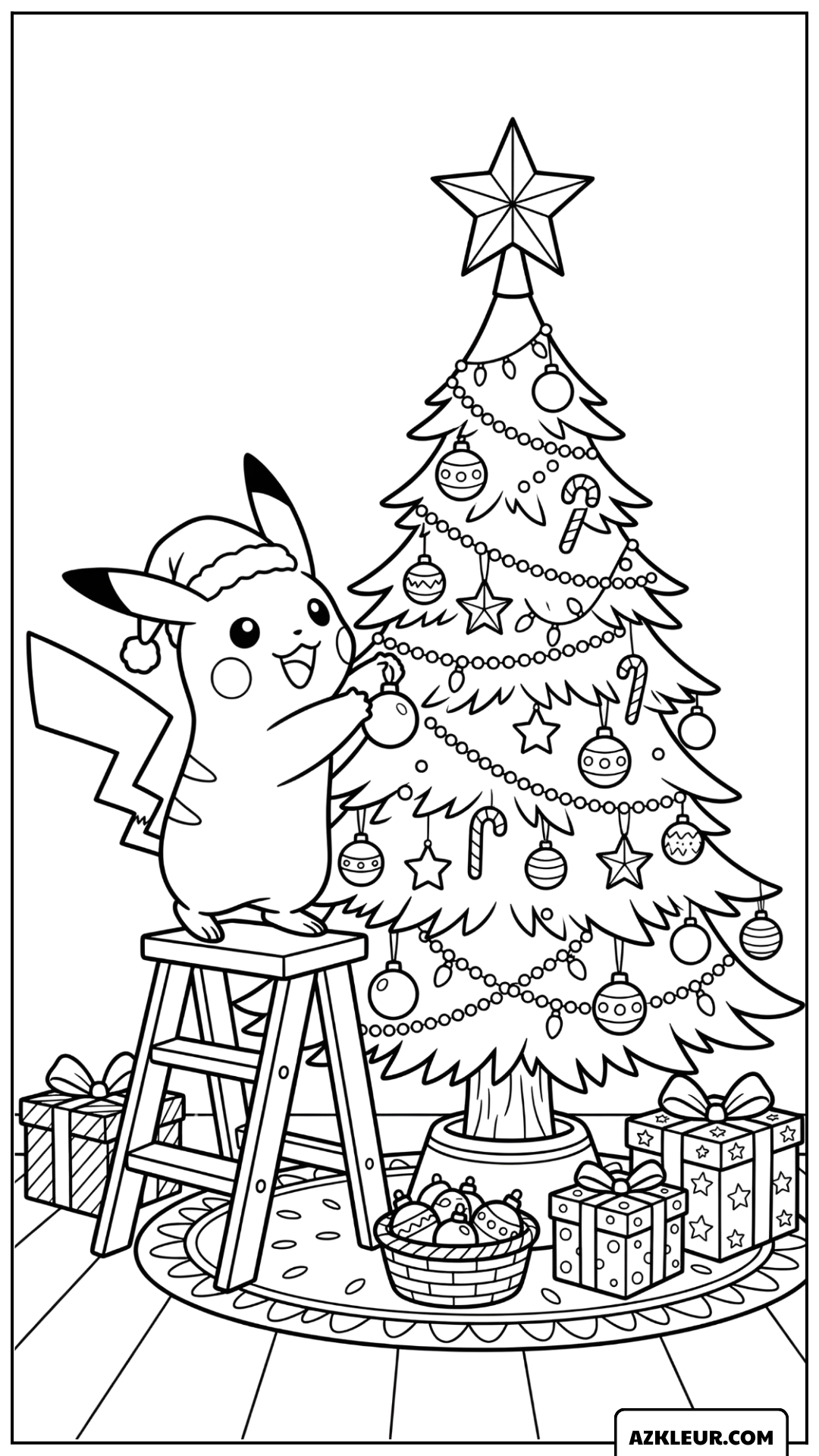 Pikachu Kerstboom Versieren Kleurplaat