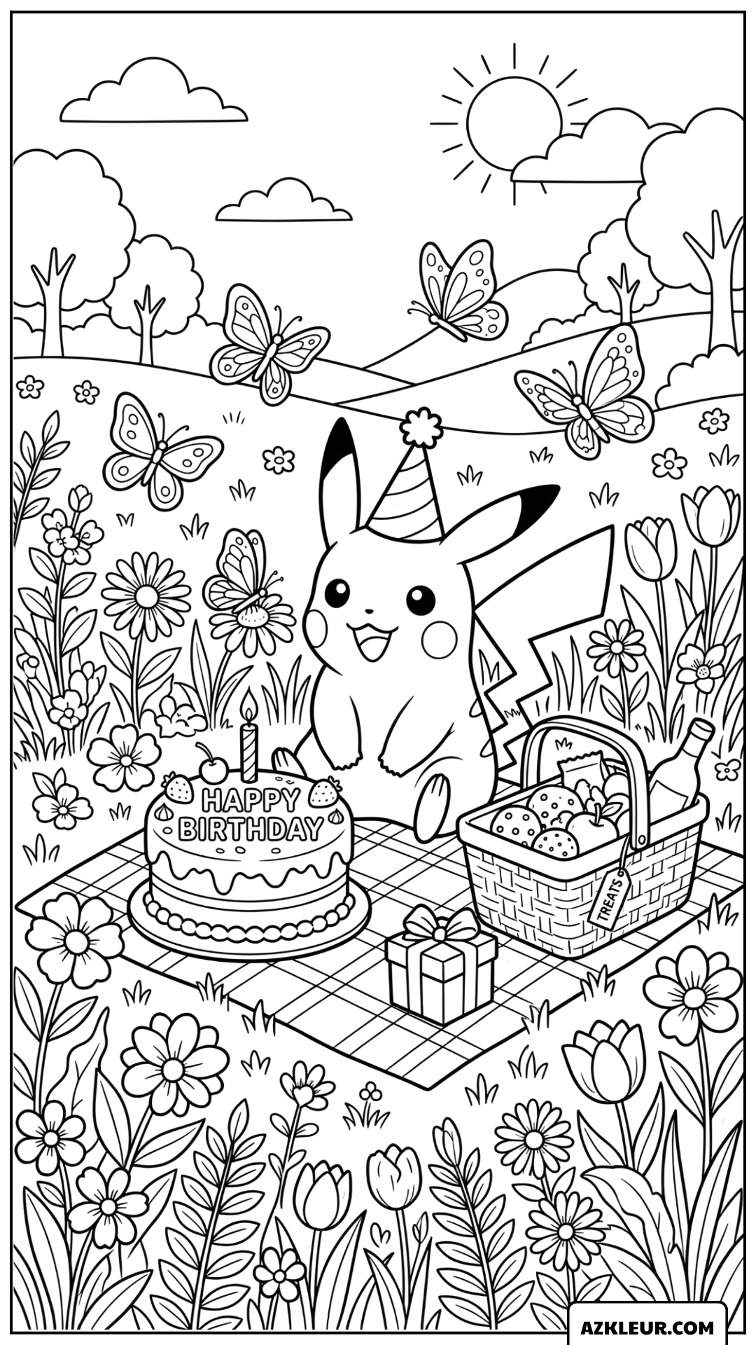 Pikachu Lente Picknick Verjaardag Kleurplaat