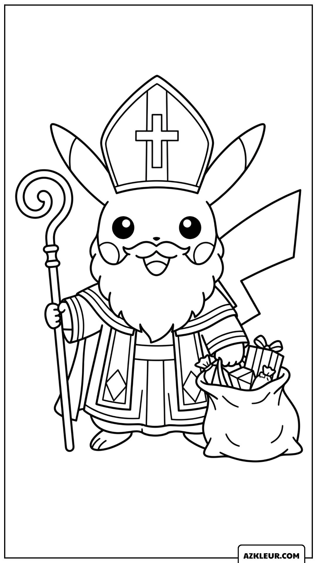 Pikachu Sinterklaas Kleurplaat