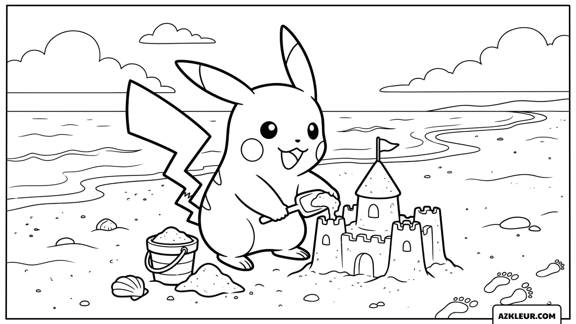Pikachu Strand Kasteel Kleurplaat
