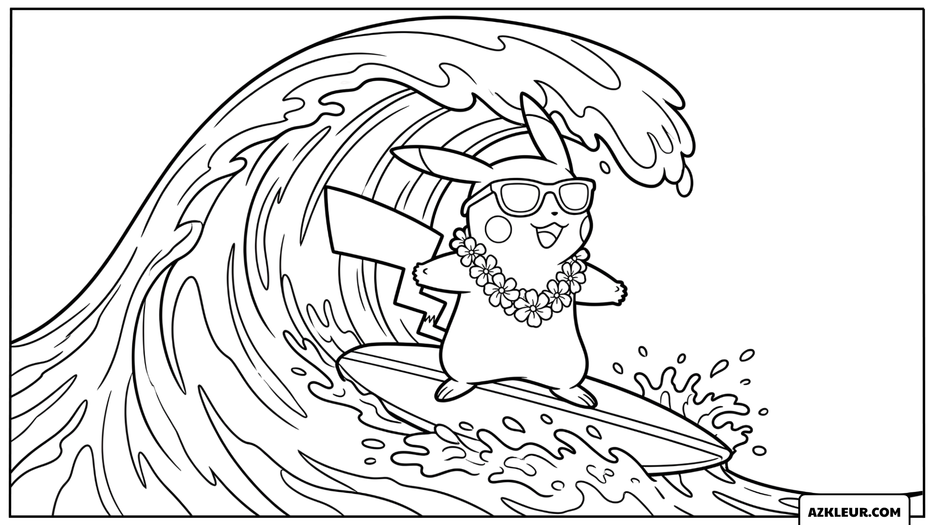 Pikachu Surf Avontuur Kleurplaat