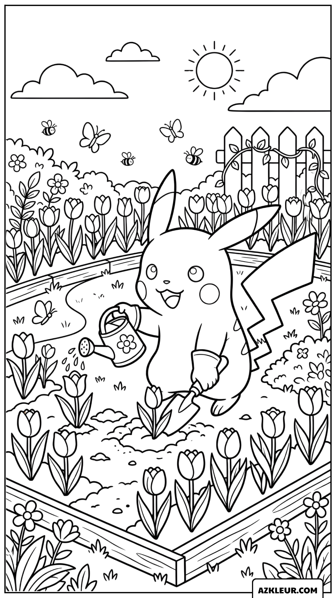 Pikachu Tulpen Tuin Kleurplaat