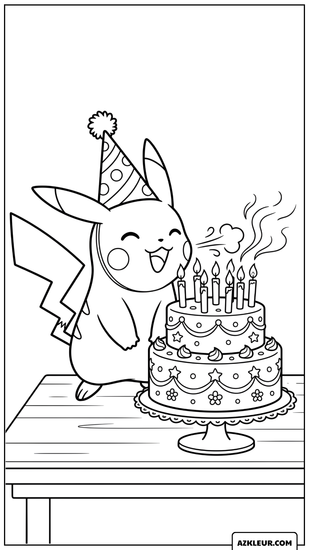 Pikachu Verjaardagstaart Kleurplaat