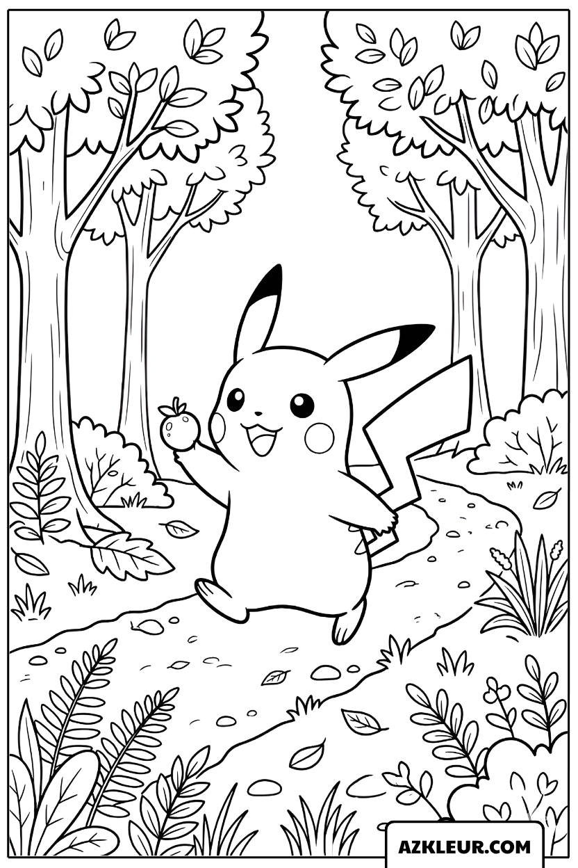 Pikachu Wandeling Kleurplaat