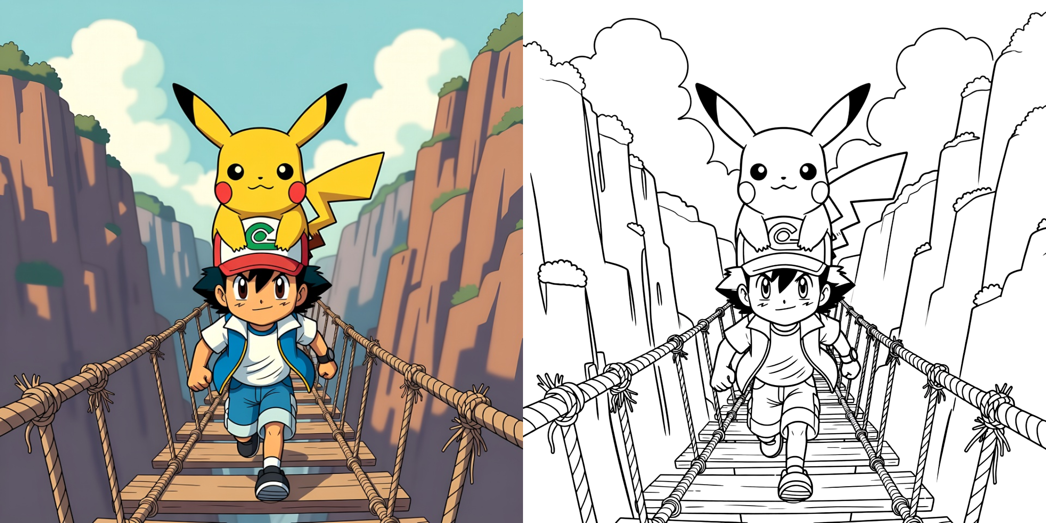 ft - Pikachu kleurplaat met een avontuursthema ft