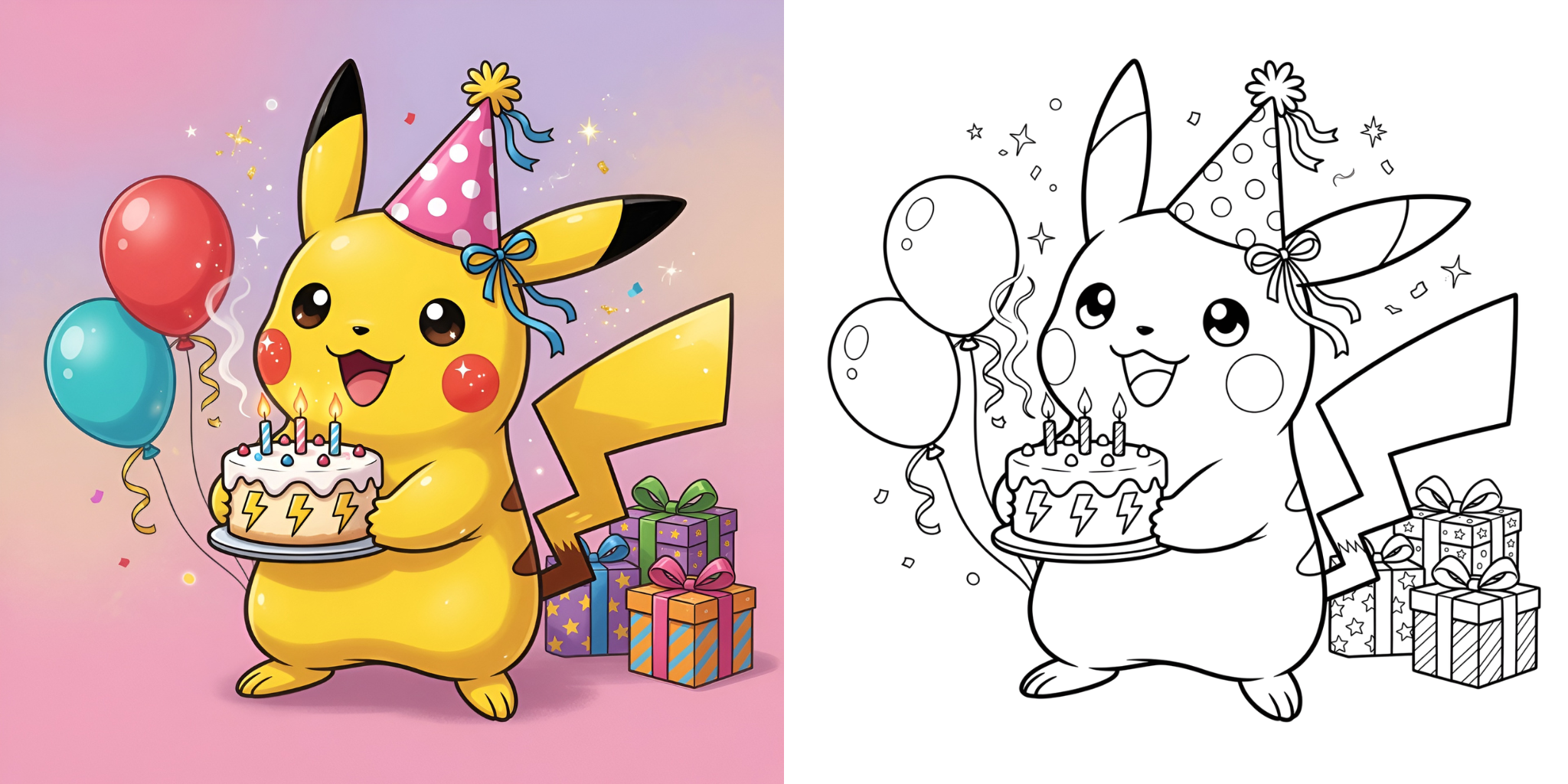 ft - Pikachu kleurplaat voor verjaardagsfeestje ft