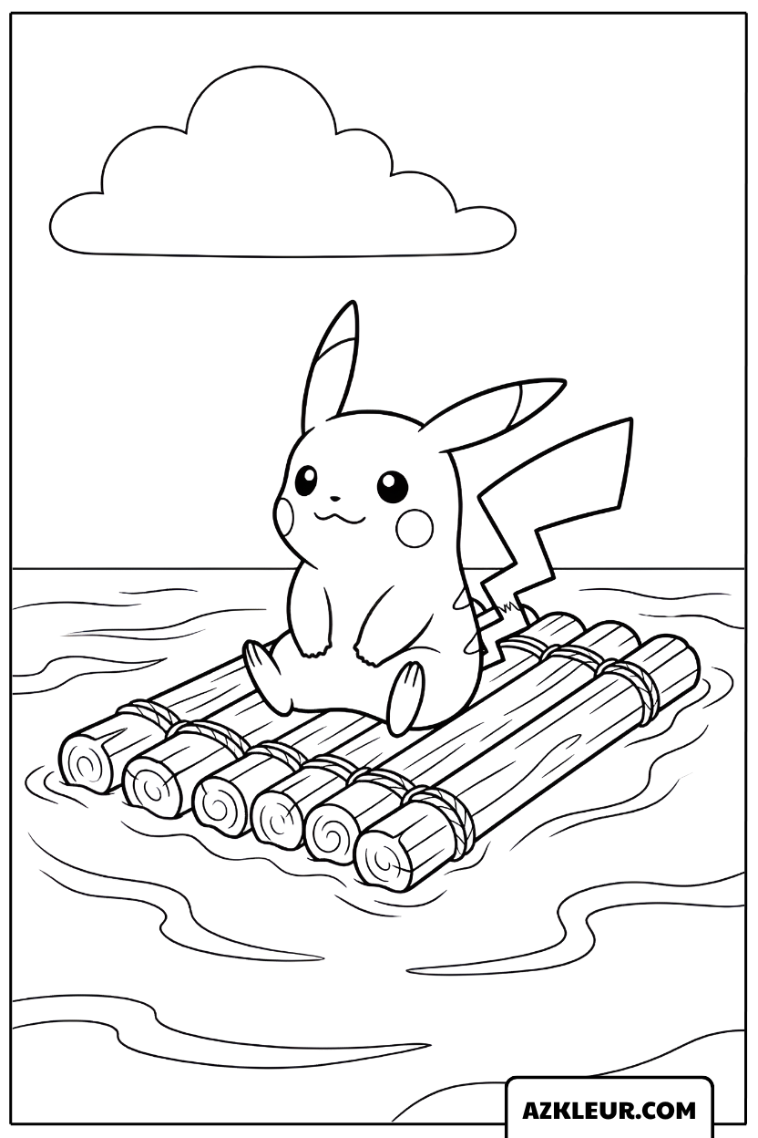 Pikachu op een Vlot Kleurplaat