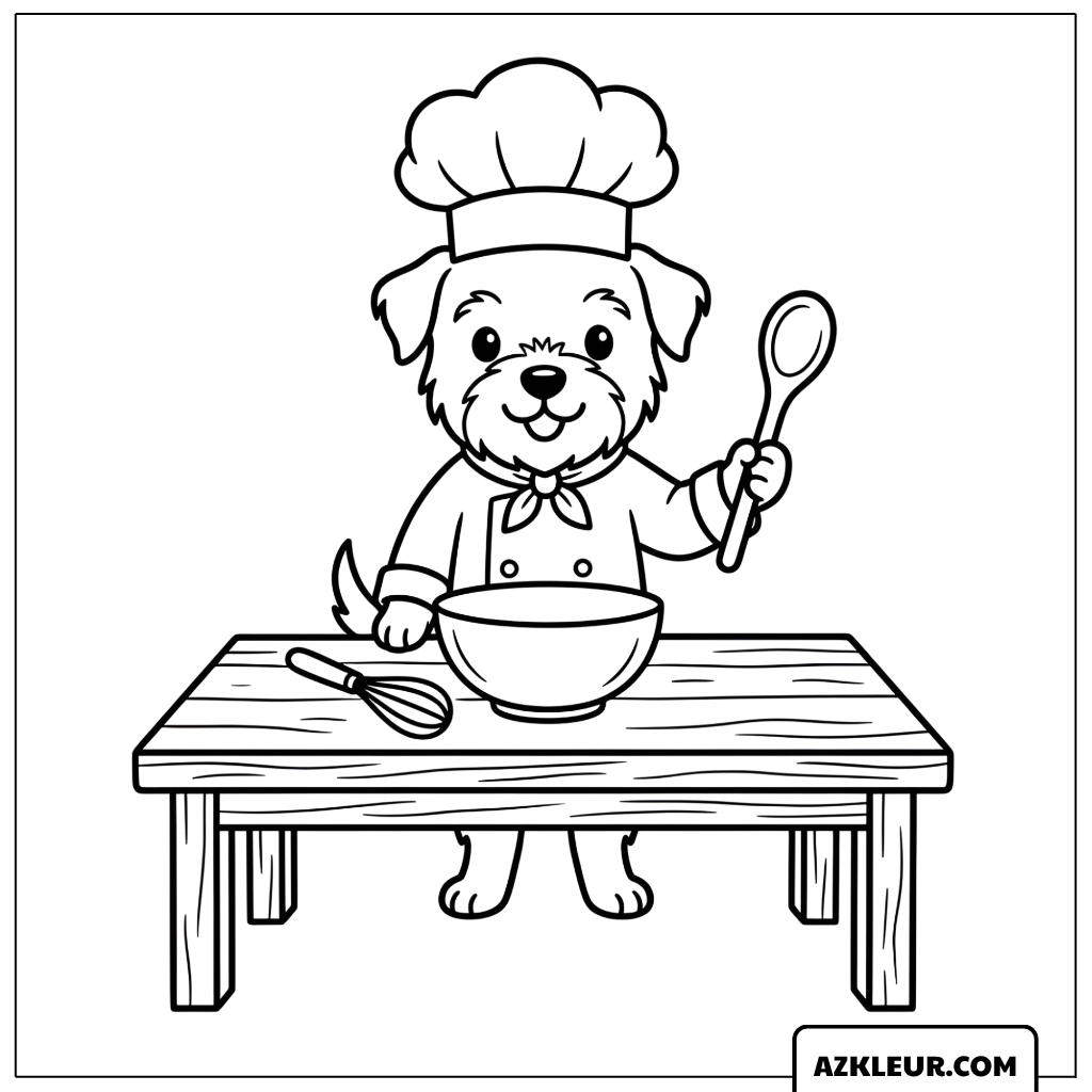 Puppy de Chef-kok Kleurplaat