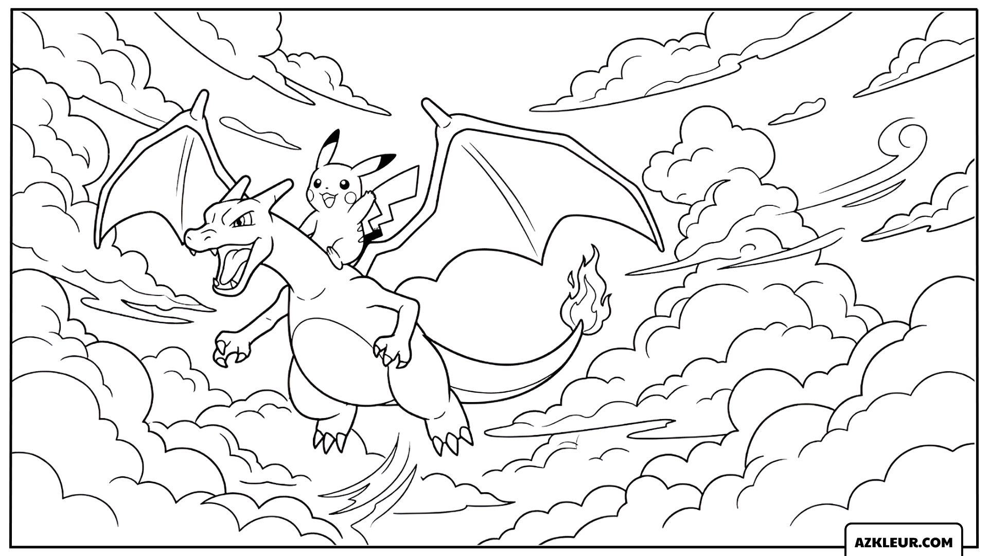 Vliegen op Charizard Kleurplaat