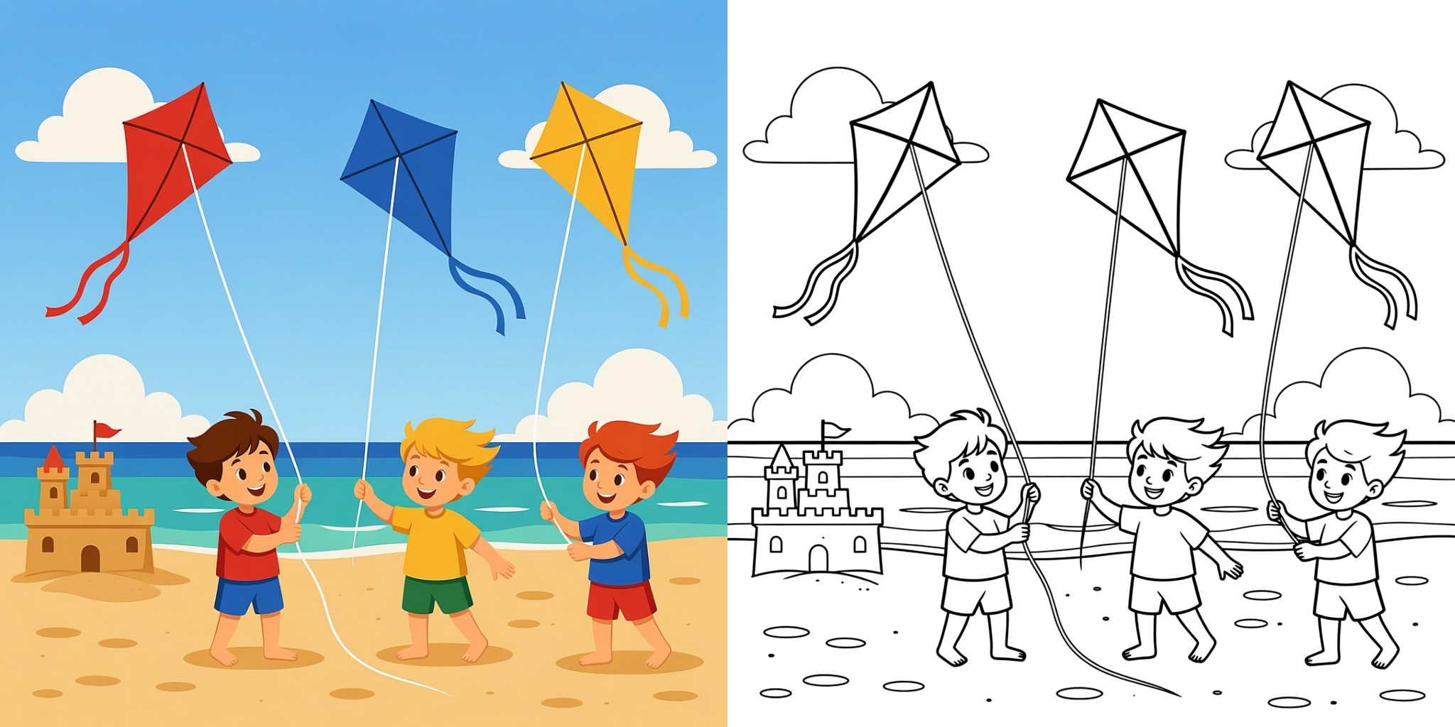 ft - kleurplaat van een zomerse sportactiviteit ft