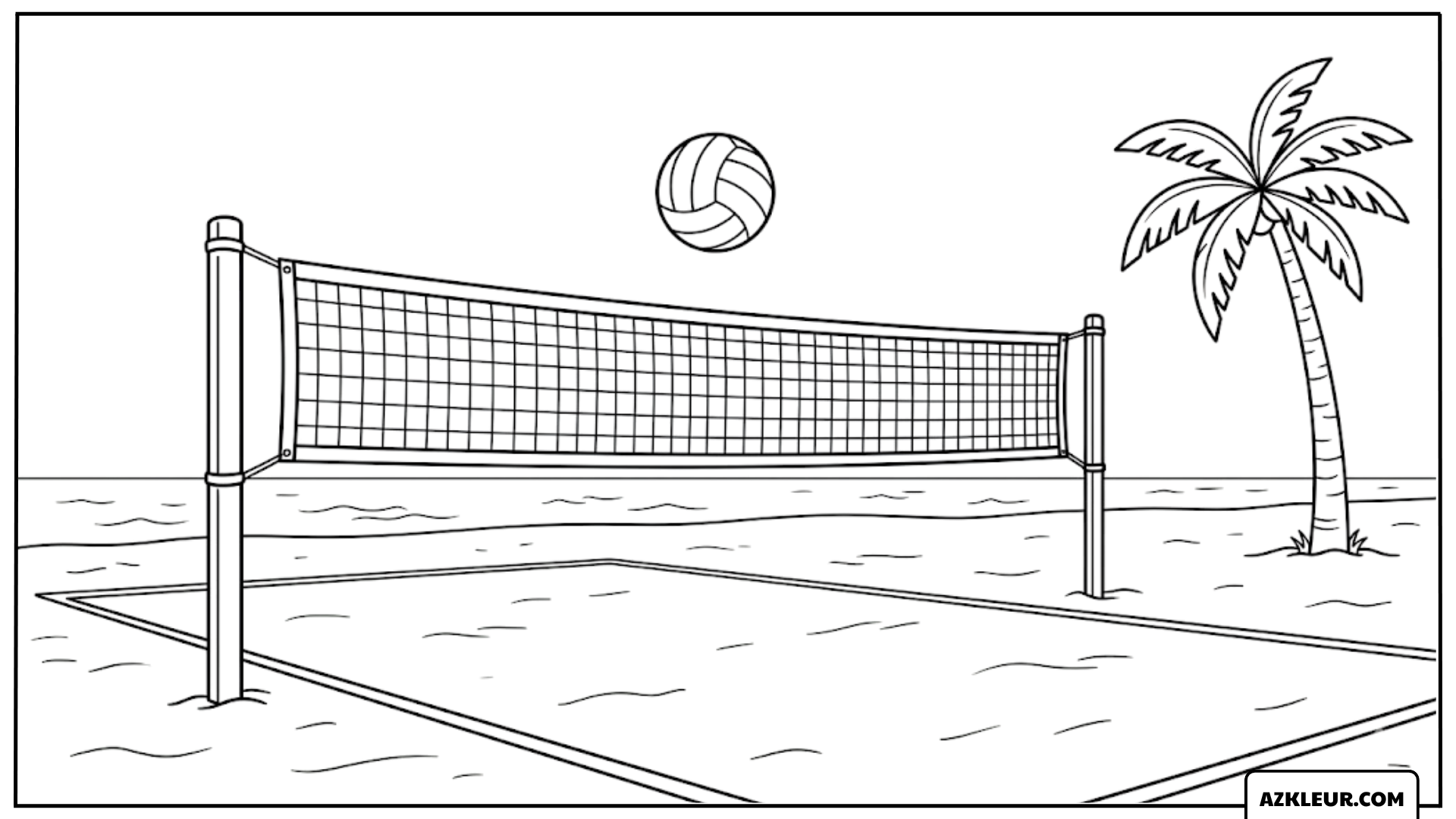 Kleurplaat volleybal op het strand