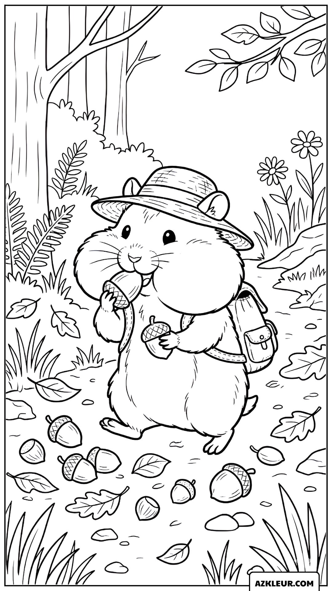 Hamster op avontuur kleurplaat