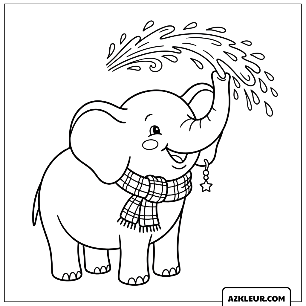 Olifant met een sjaal kleurplaat