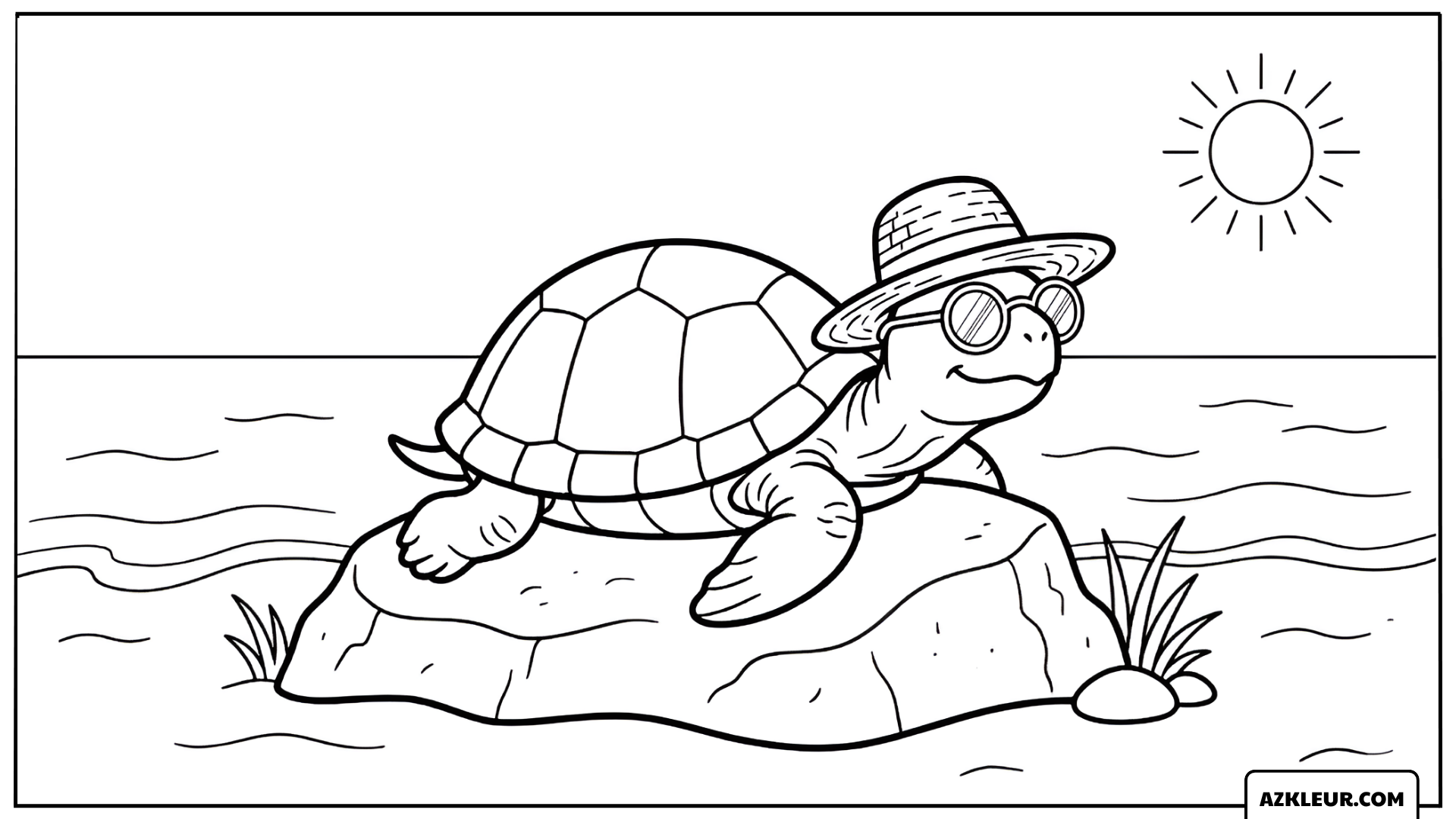 Schildpad op het strand kleurplaat