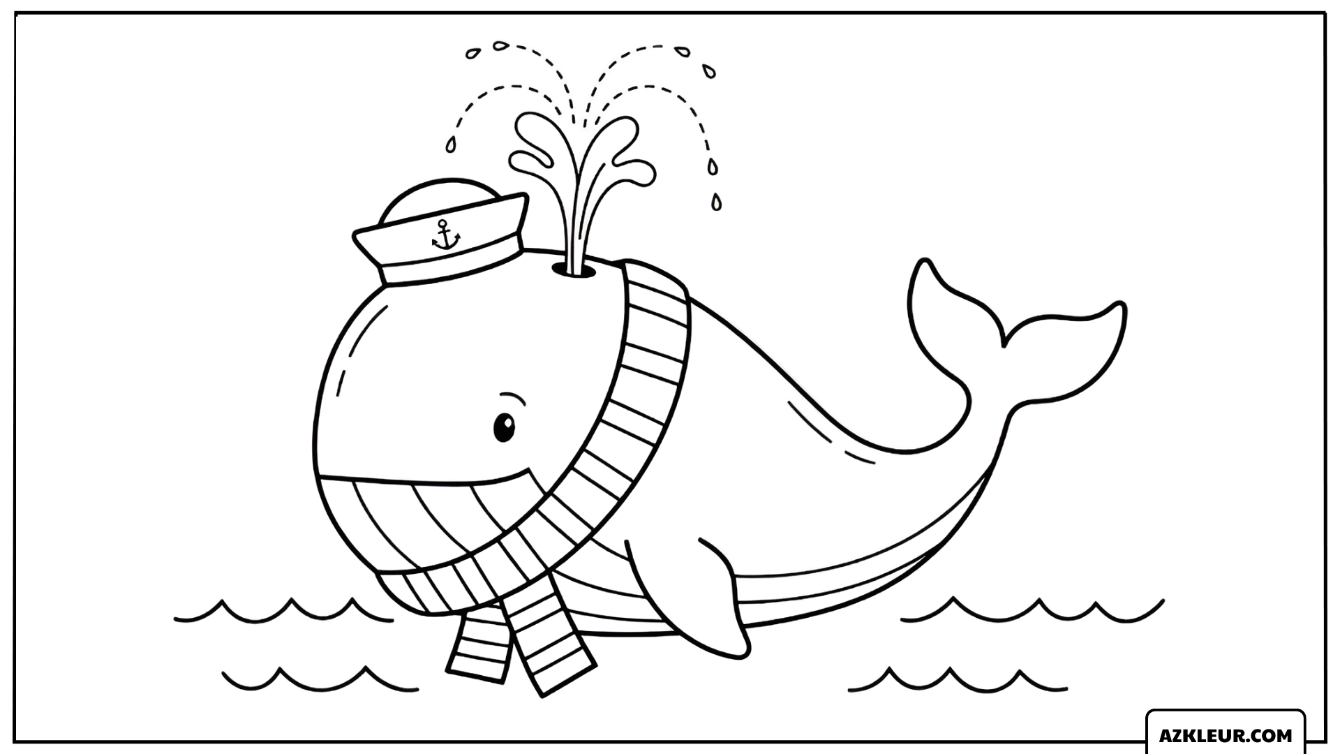 Walvis als kapitein kleurplaat